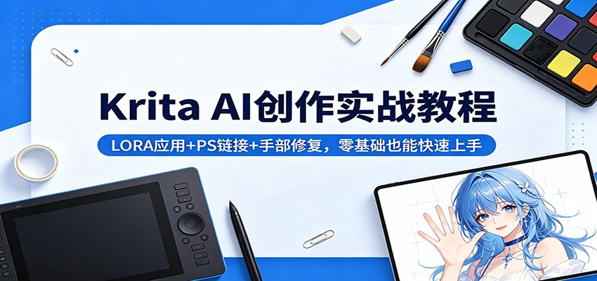 Krita AI创作实战教程：LORA应用+PS链接+手部修复，零基础也能快速上手-资源后花园