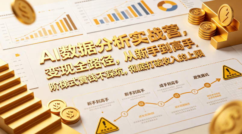 AI数据分析实战营，变现全路径，从新手到高手，阶梯式賺钱不踩坑，彻底打破收入的上限-资源后花园