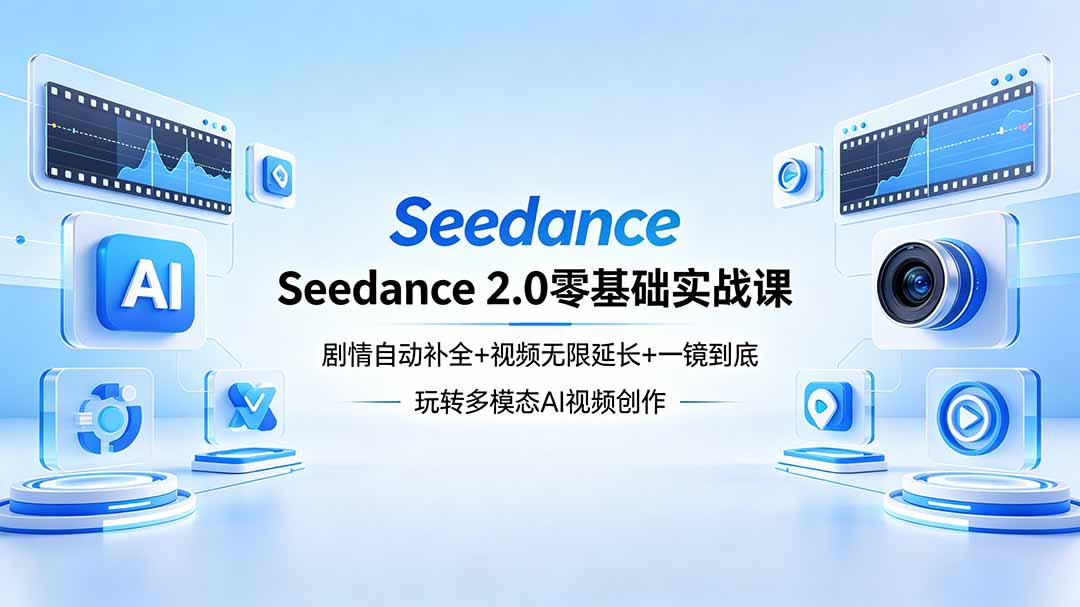 Seedance 2.0零基础实战课：剧情自动补全+视频无限延长+一镜到底：玩转多模态AI视频创作-资源后花园
