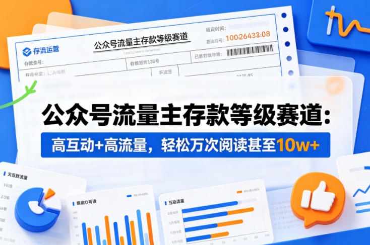 公众号流量主之存款等级赛道，高互动+高流量，轻松达到万次阅读，甚至10w+-资源后花园