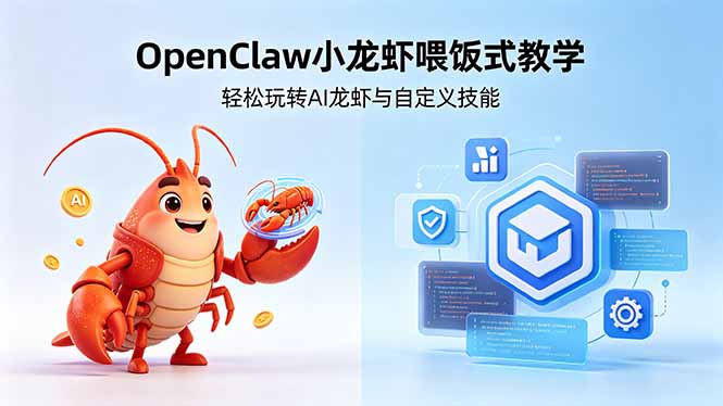 不用懂技术！OpenClaw小龙虾喂饭式教学，轻松玩转AI龙虾与自定义技能-资源后花园