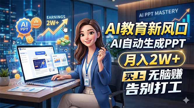AI教育新风口，AI自动生成PPT，月入2W+，无脑赚，告别打工-资源后花园