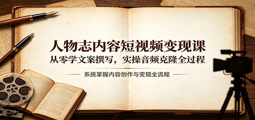 人物志内容短视频变现课：从零学文案撰写，实操音频克隆全过程-资源后花园