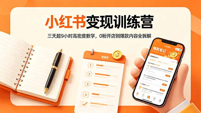 小红书变现训练营：三天超9小时高密度教学，0粉开店到爆款内容全拆解-资源后花园