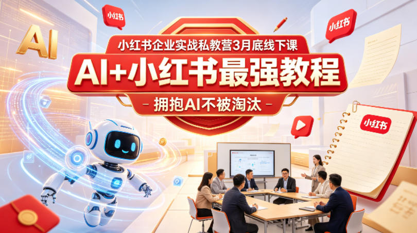小红书企业实战私教营3月底线下课，AI+小红书最强教程，拥抱AI不被淘汰-资源后花园