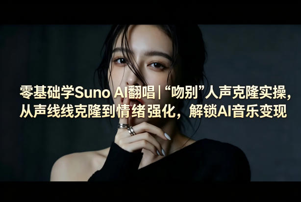 零基础学Suno AI翻唱｜《吻别》人声克隆实操，从声线克隆到情绪强化，解锁AI音乐变现-资源后花园