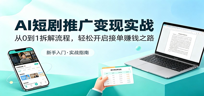 AI短剧推广变现实战：从0到1拆解流程，轻松开启接单赚钱之路-资源后花园