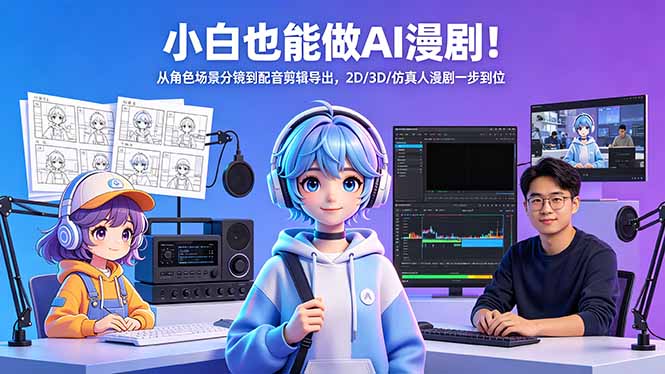 小白也能做AI漫剧！从角色场景分镜到配音剪辑导出，2D/3D/仿真人漫剧一步到位-资源后花园