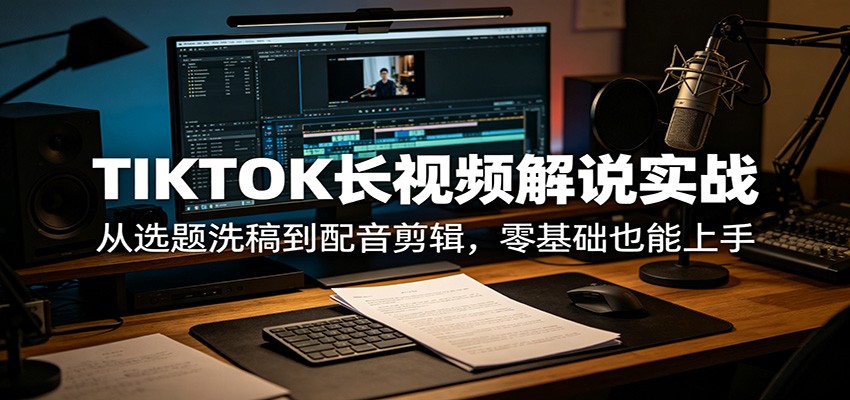 TIKTOK长视频解说实战：从选题洗稿到配音剪辑，零基础也能上手-资源后花园