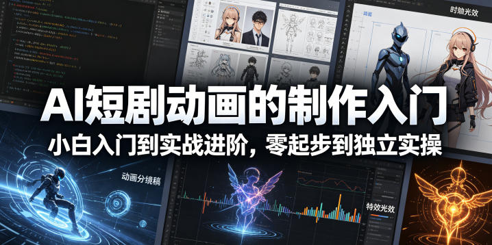 AI短剧动画的制作入门，小白入门到实战进阶，零起步到独立实操-资源后花园