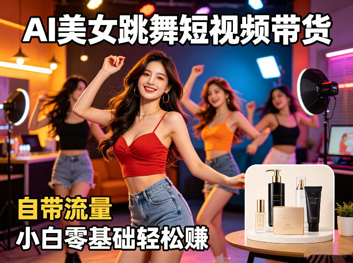 AI美女跳舞短视频带货：自带流量，小白零基础轻松賺，详细拆解-资源后花园