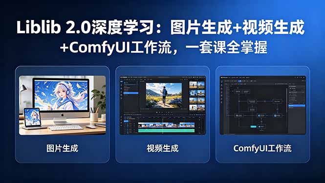 Liblib 2.0深度学习：图片生成+视频生成+ComfyUI工作流，一套课全掌握-资源后花园