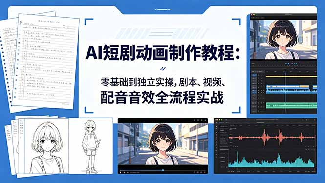 AI短剧动画制作教程：零基础到独立实操，剧本、视频、配音音效全流程实战-资源后花园