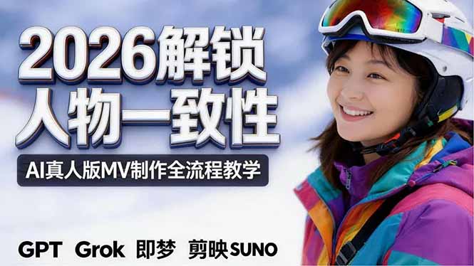 2026独创解锁人物一致性：AI真人版MV制作，不讲空话，不拼概念，全流程实操-资源后花园