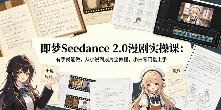 即梦Seedance 2.0漫剧实操课：有手就能做，从小说到成片全教程，小白零门槛上手-资源后花园