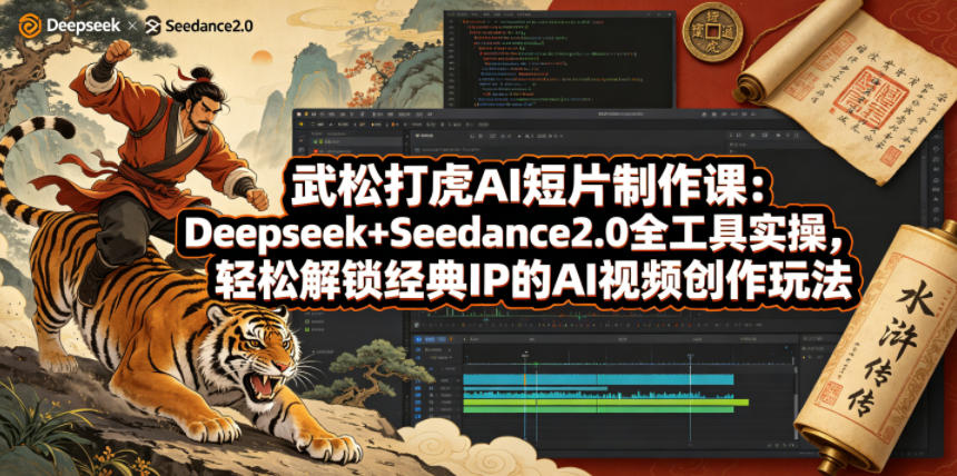 武松打虎AI短片制作课：Deepseek+Seedance2.0全工具实操，轻松解锁经典IP的AI视频创作玩法-资源后花园