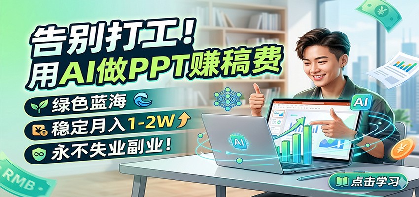 告别打工！用AI做PPT赚稿费，绿色蓝海，稳定月入1-2W，永不失业副业！-资源后花园