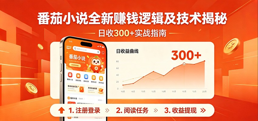 番茄小说全新赚钱逻辑及技术日收300+，小白新书皆可做！无脑赚就行了！-资源后花园