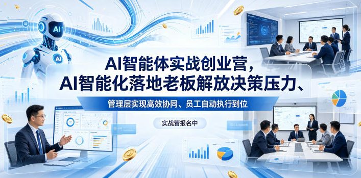 AI智能体实战创业营26年4月23-25号线下课，AI智能化落地老板解放决策压力、管理层实现高效协同、员工自动执行到位-资源后花园