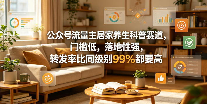 公众号流量主居家养生科普赛道，门槛低，落地性强，转发率比同级别99％都要高-资源后花园