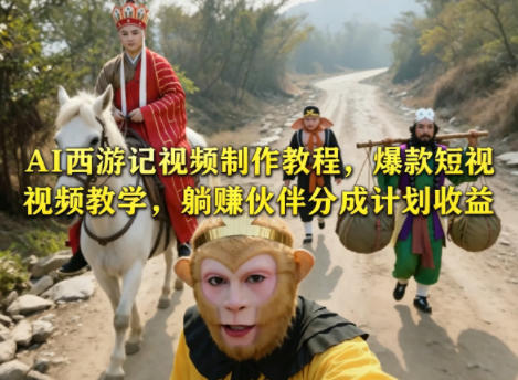AI西游记视频制作教程，爆款短视频教学，躺賺伙伴分成计划收益-资源后花园