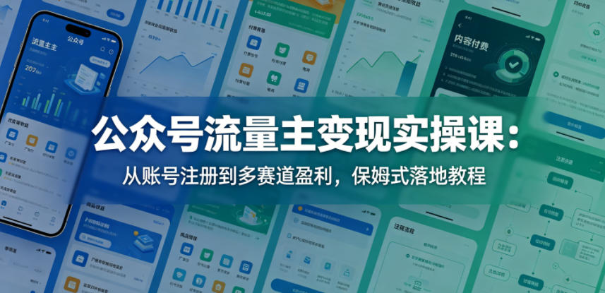 公众号流量主变现实操课：从账号注册到多赛道盈利，保姆式落地教程-资源后花园