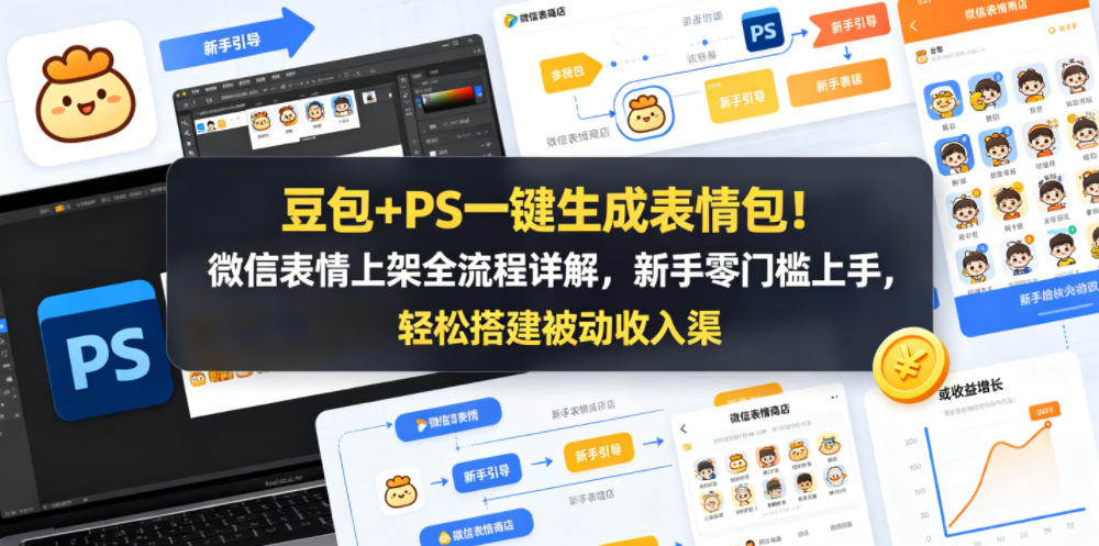 豆包+PS一键生成表情包！微信表情上架全流程详解，新手零门槛上手，轻松搭建被动收入渠道-资源后花园