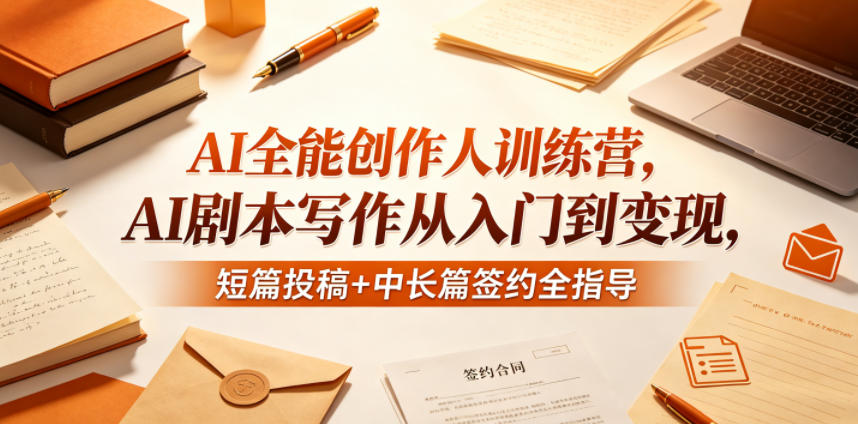 AI全能创作人训练营，AI剧本写作从入门到变现，短篇投稿+中长篇签约全指导-资源后花园
