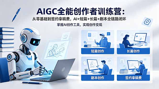 AIGC全能创作者训练营：从零基础到签约拿稿费，AI+短篇+长篇+剧本全链路闭环-资源后花园
