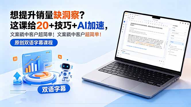 想提升销量缺洞察？这课给 20 + 技巧 + AI 加速，文案戳中客户超简单！【原创双语字幕】-资源后花园