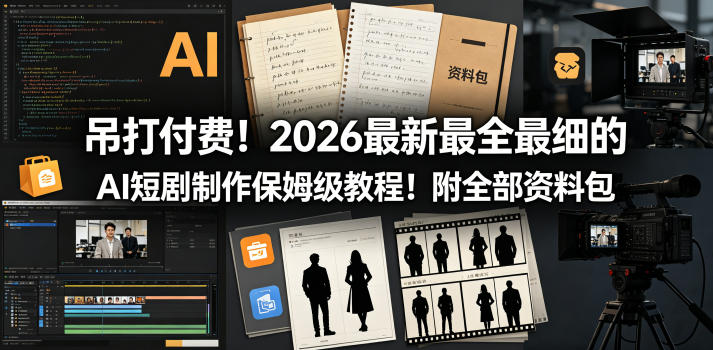 吊打付费！2026最新最全最细的AI短剧制作保姆级教程！附全部资料包-资源后花园