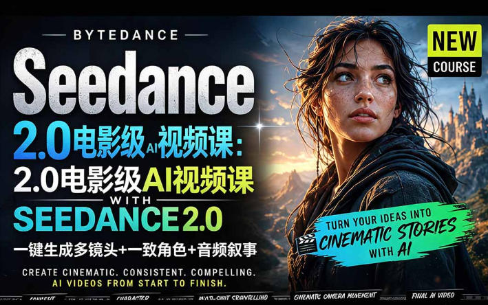 字节跳动的Seedance 2.0 AI电影视频生成制作教程，一键生成多镜头+一致角色+音频叙事-中英字幕-资源后花园