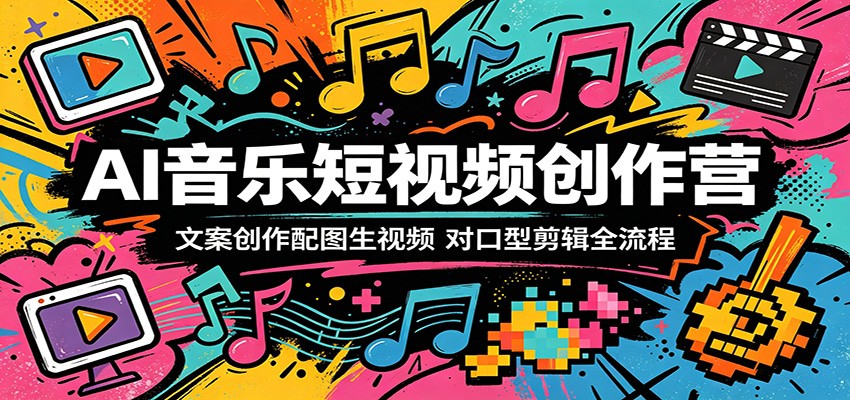 AI音乐短视频创作营：文案创作配图生视频，对口型剪辑全流程-资源后花园