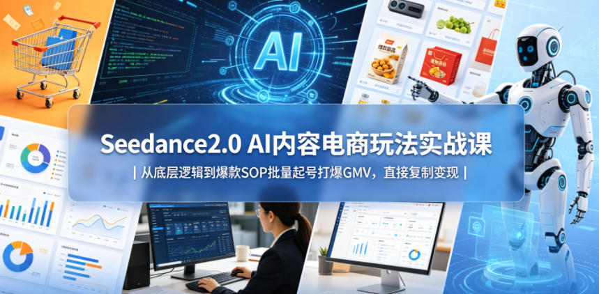 Seedance2.0 AI内容电商玩法实战课｜从底层逻辑到爆款SOP批量起号打爆GMV，直接复制变现-资源后花园