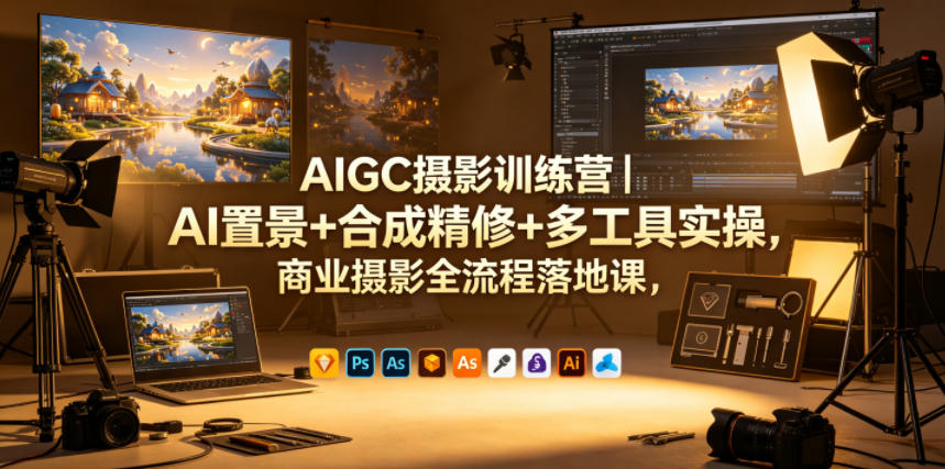 AIGC摄影训练营｜AI置景+合成精修+多工具实操，商业摄影全流程落地课-资源后花园