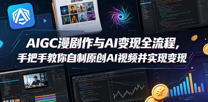AIGC漫剧创作与AI变现全流程，手把手教你自制原创AI视频并实现变现-资源后花园