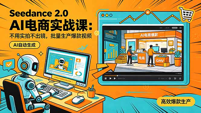 Seedance 2.0 AI电商实战课：不用实拍不出镜，批量生产爆款视频打爆GMV-资源后花园