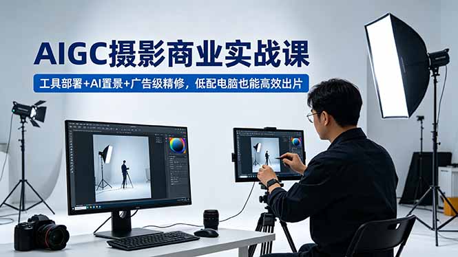 AIGC 摄影商业实战课，工具部署+AI置景+广告级精修，低配电脑也能高效出片-资源后花园