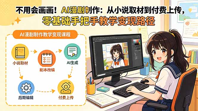 不用会画画！AI漫剧制作：从小说取材到付费上传，零基础手把手教学变现路径-资源后花园