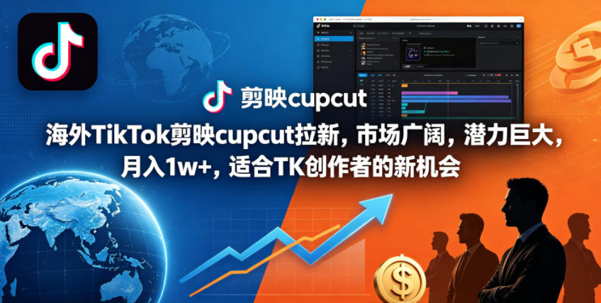 海外TikTok剪映cupcut拉新，市场广阔，潜力巨大，月入1w+，适合TK创作者的新机会-资源后花园