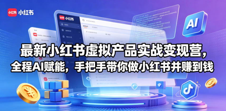 最新小红书虚拟产品实战变现营，全程AI赋能，手把手带你做小红书并赚到钱-资源后花园