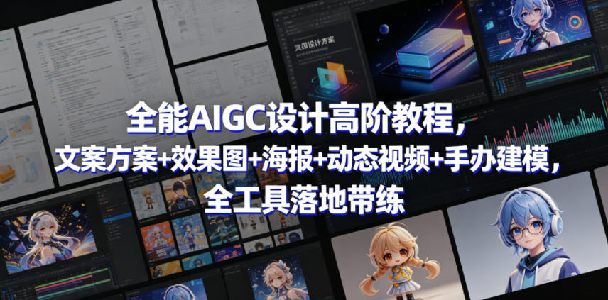 全能AIGC设计高阶教程，文案方案+效果图+海报+动态视频+手办建模，全工具落地带练-资源后花园