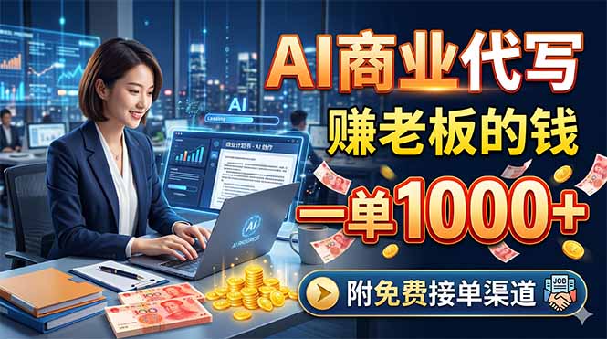 AI商业代写，赚老板的钱，一单1000+，附免费接单渠道-资源后花园