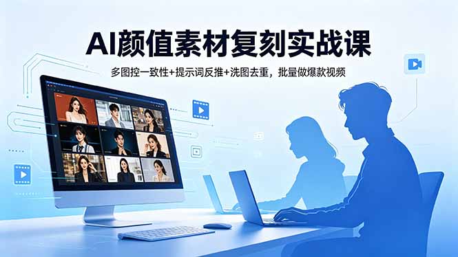 AI颜值素材复刻实战课，多图控一致性+提示词反推+洗图去重，批量做爆款视频-资源后花园