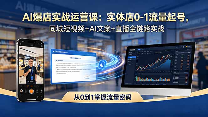 AI爆店实战运营课：实体店0-1流量起号，同城短视频+AI文案+直播全链路实战-资源后花园