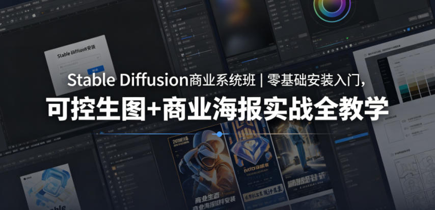 Stable Diffusion商业系统班｜零基础安装入门，可控生图+商业海报实战全教学-资源后花园