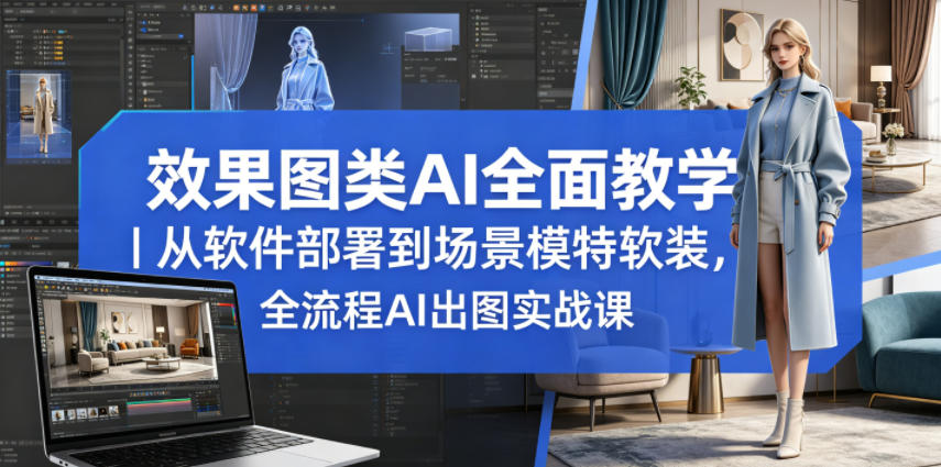 效果图类AI全面教学｜从软件部署到场景模特软装，全流程AI出图实战课-资源后花园