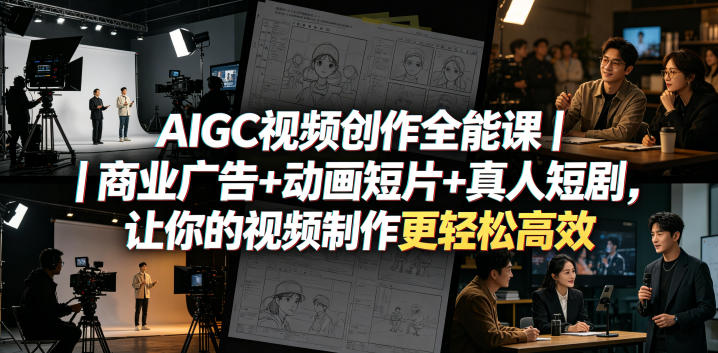 AIGC视频创作全能课｜商业广告+动画短片+真人短剧，让你的视频制作更轻松高效-资源后花园