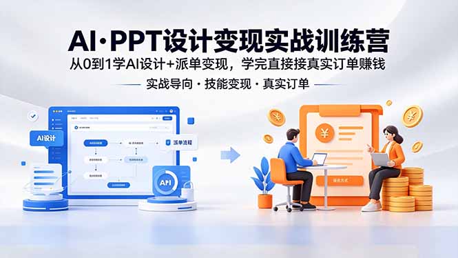 AI·PPT设计变现实战训练营，从0到1学AI设计+派单变现，学完直接接真实订单赚钱-资源后花园