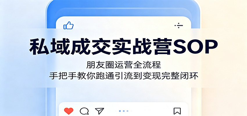 私域成交实战营SOP：朋友圈运营全流程，手把手教你跑通引流到变现完整闭环-资源后花园